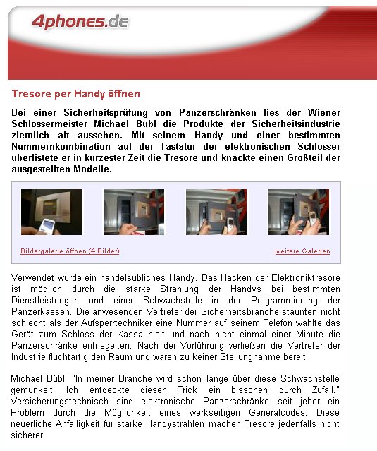 4phones 4Phones berichtet über Tresorknacken mit dem Handy