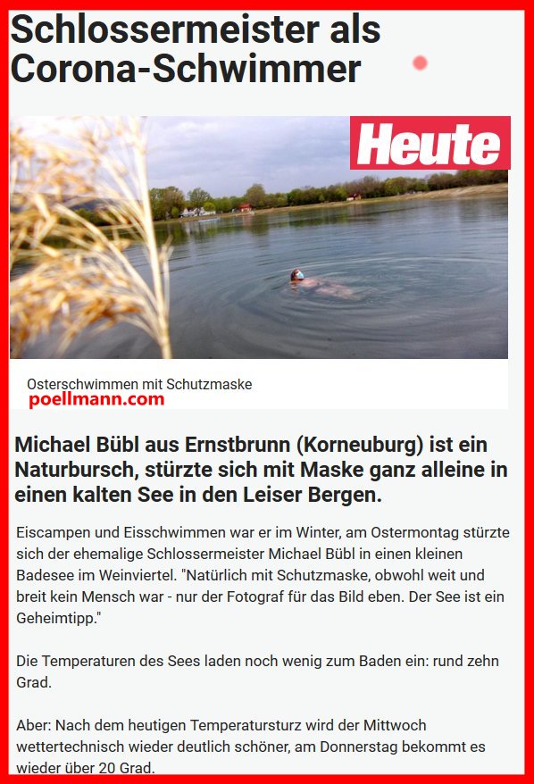 Corona-Covid19-Michael-buebl Michael Bübl als Coronaschwimmer im April - Die HEUTE berichtet