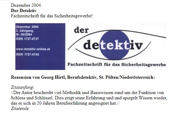 Der Detektiv Ein Artikel in der Fachzeitung Der Detektiv