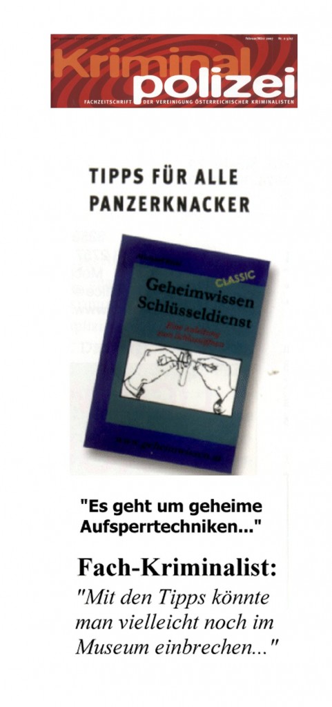 Kriminalpolizei Fachzeitung "Die Kriminalpolizei" berichtet über Geheimwissen Schlüsseldienst