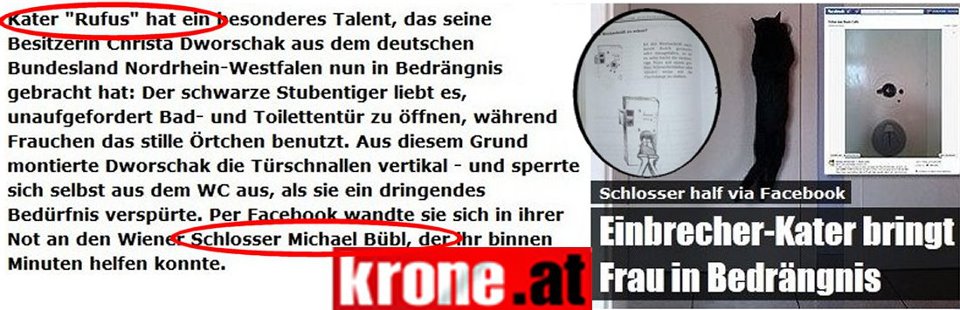 Krone-facebook-Rufus-Schlüsseldienst Online Bericht über Rufus in der Kronenzeitung