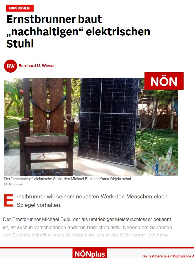 NOEN-elekrischer-stuhl-online Online Bericht über den Solarbetriebenen Elektrischen Stuhl in der NÖN