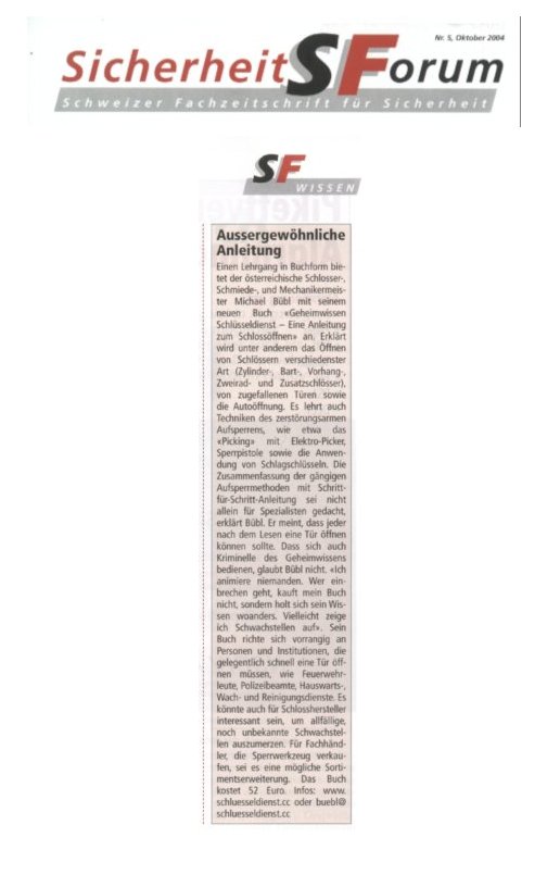 Sicherheitsforum Das Sicherheitsforum über Geheimwissen Schlüsseldienst - Eine Anleitung zum Schlössöffnen