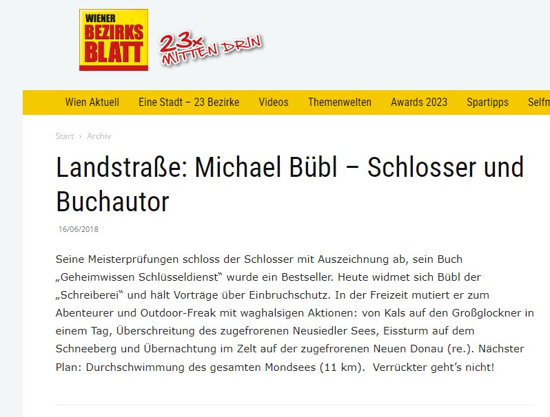 Wiener-Bezirksblatt-buebl-online Wiener Bezirksblatt Michael Bübl, Autor und Schlossermeister