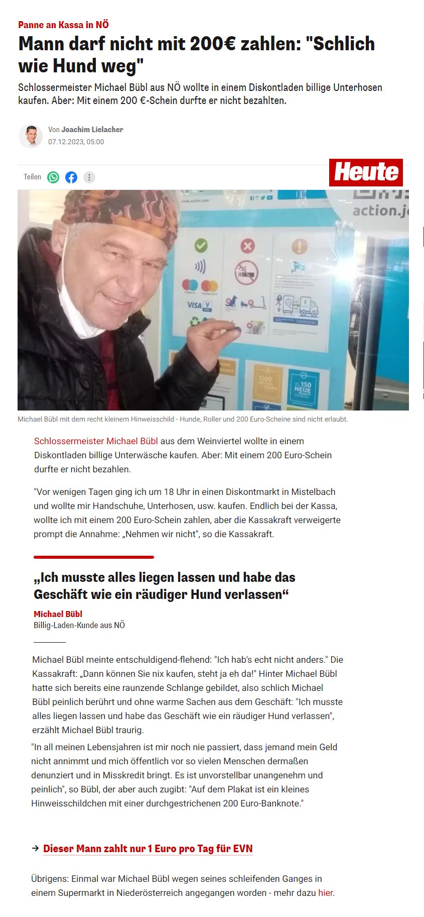 action-markt-heute-online Online Bericht über die Weigerung vom Action Markt einen 200 Euro Schein anzunehmen