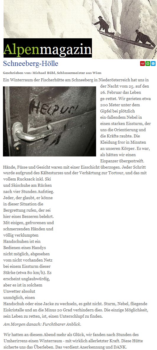 alpenmagazin-schneeberg Das Alpenmagazin berichtet über die Schneeberghölle von Michael Bübl