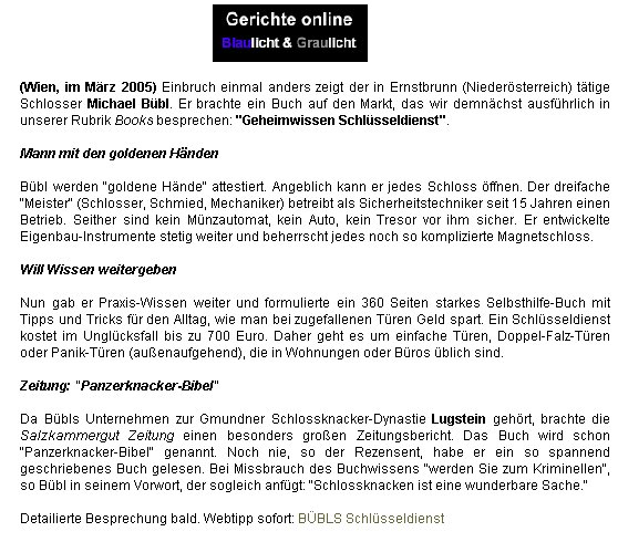 blaulichtundgraulichttext Geheimwissen Schlüsseldienst im Blaulicht und Graulicht