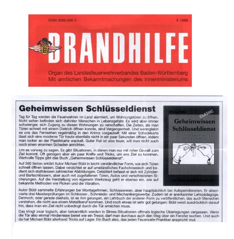brandhilfe Feuerwehrzeitung Brandhilfe berichtet über Geheimwissen Schlüsseldienst