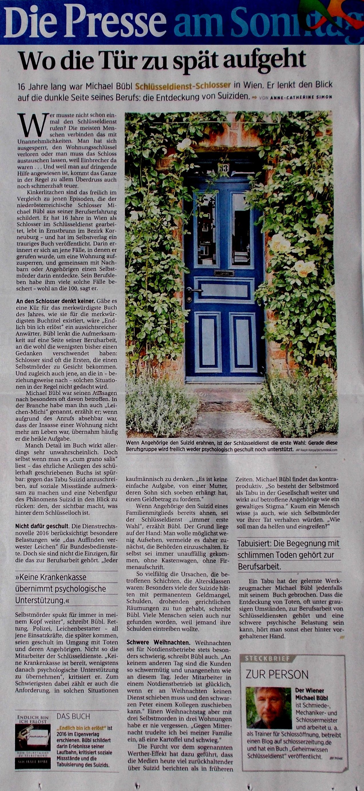 die-presse-endlich-bin-ich-erloest Die Tageszeitung Die Presse bringt ganzseitigen Bericht über "Endlich bin ich erlöst" und Michael Bübl