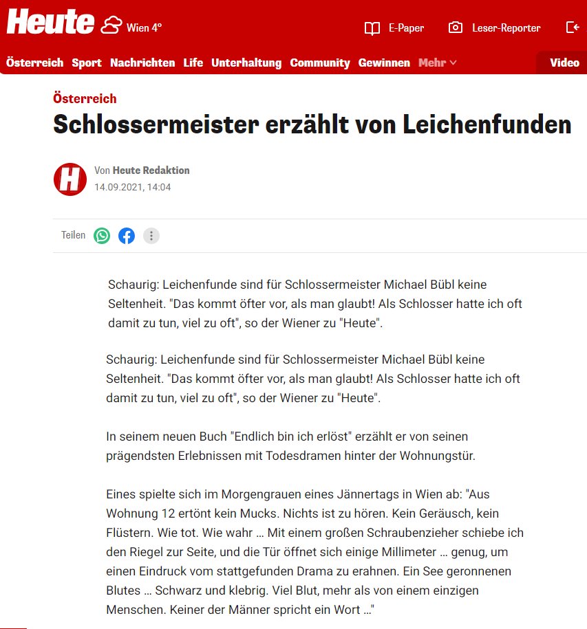 endlich-bin-ich-erloest-heute-online Die Tageszeitung Heute berichtet online über "Endlich bin ich erlöst - Von Selbstmord zu Selbstmord" von Michael Bübl.