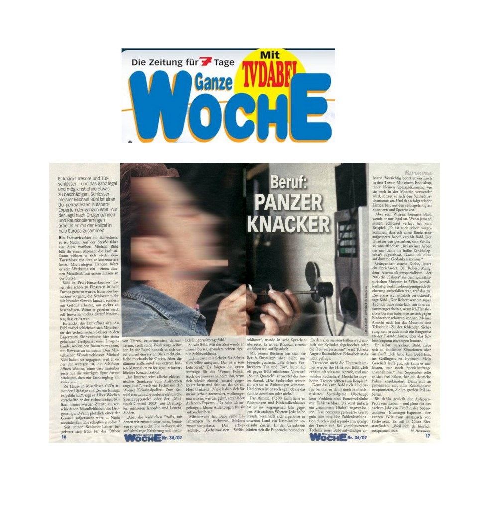 ganze-woche Ein Artikel über Michael Bübl, Panzerknacker, in der Ganzen Woche