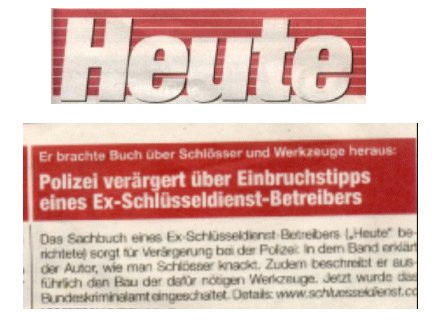 heute-exschluesseldienst Die Tageszeitung HEUTE bringt Artikel über Michael Bübl und Geheimwissen Schlüsseldienst