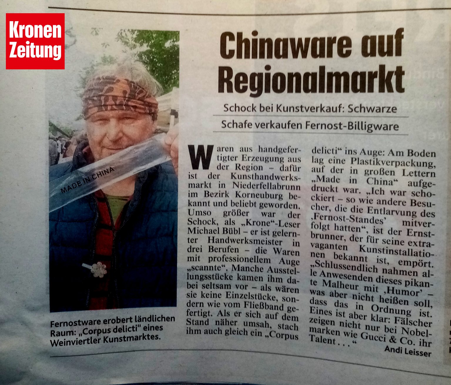 krone-kunstmarkt-niederfellabrunn Artikel in der Kronenzeitung über Michael Bübl am Kunstmarkt Niederfellabrunn