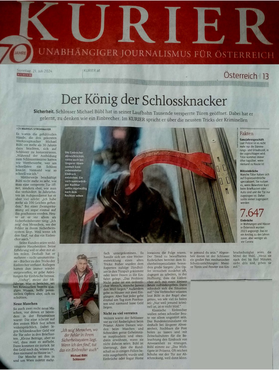 kurier-koenig-der-schlossknacker-50 Kurier Bericht über Michael Bübl - König der Schlossknacker