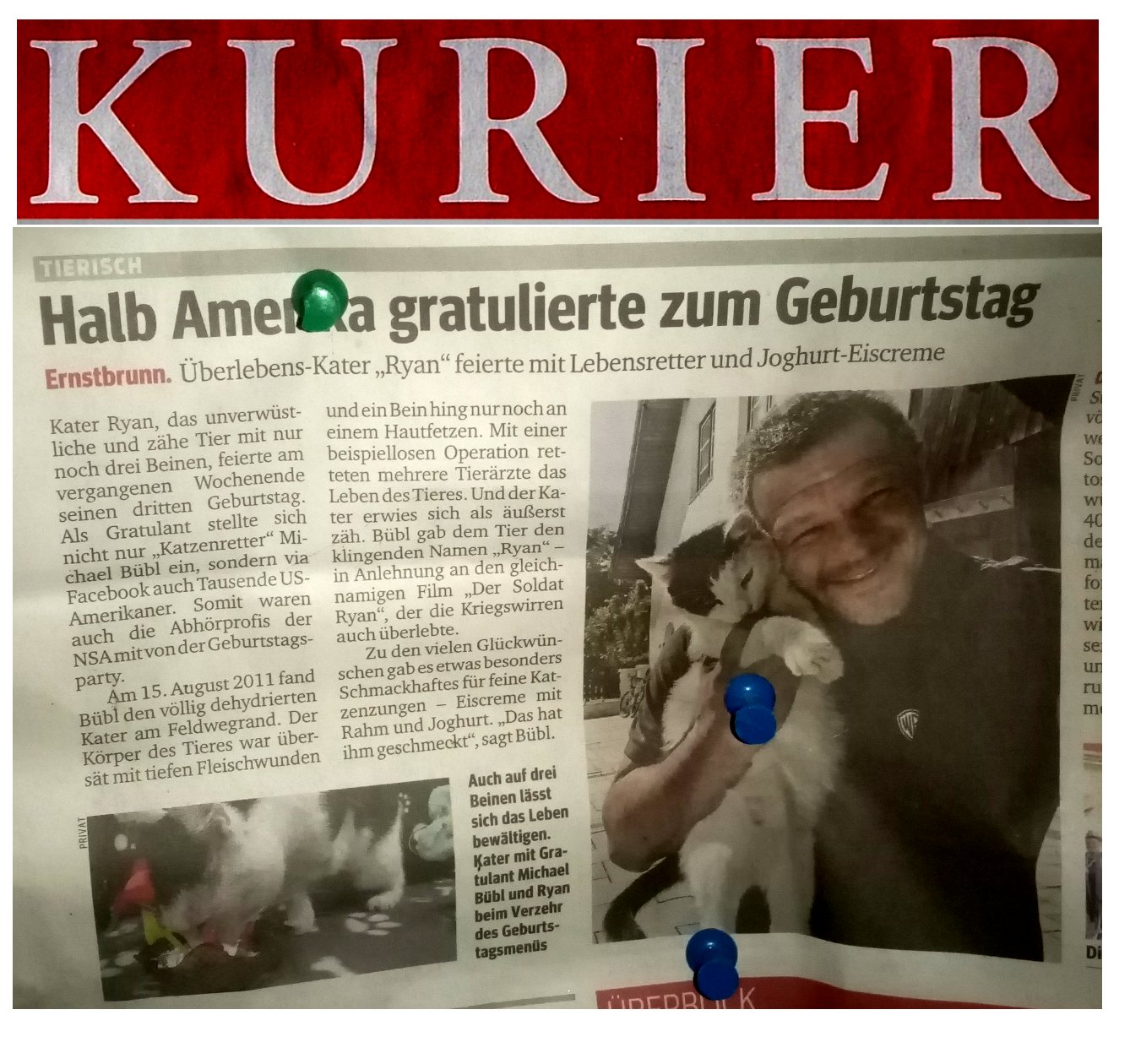 kurier-ryan-geburtstag Der KURIER und halb Amerika gratuliert Ryan zum Geburtstag - Am Bild Ryan und Michael Bübl