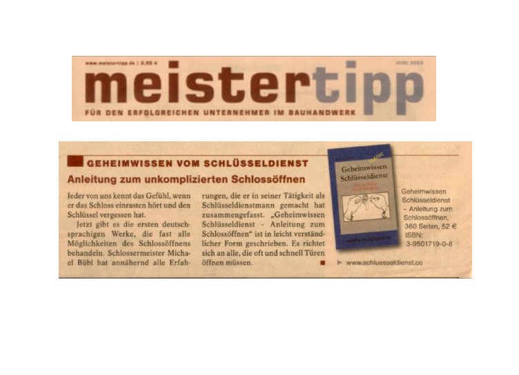 meistertipp Meistertipp Magazin für Unternehmer bringt Bericht über Geheimwissen Schlüsseldienst