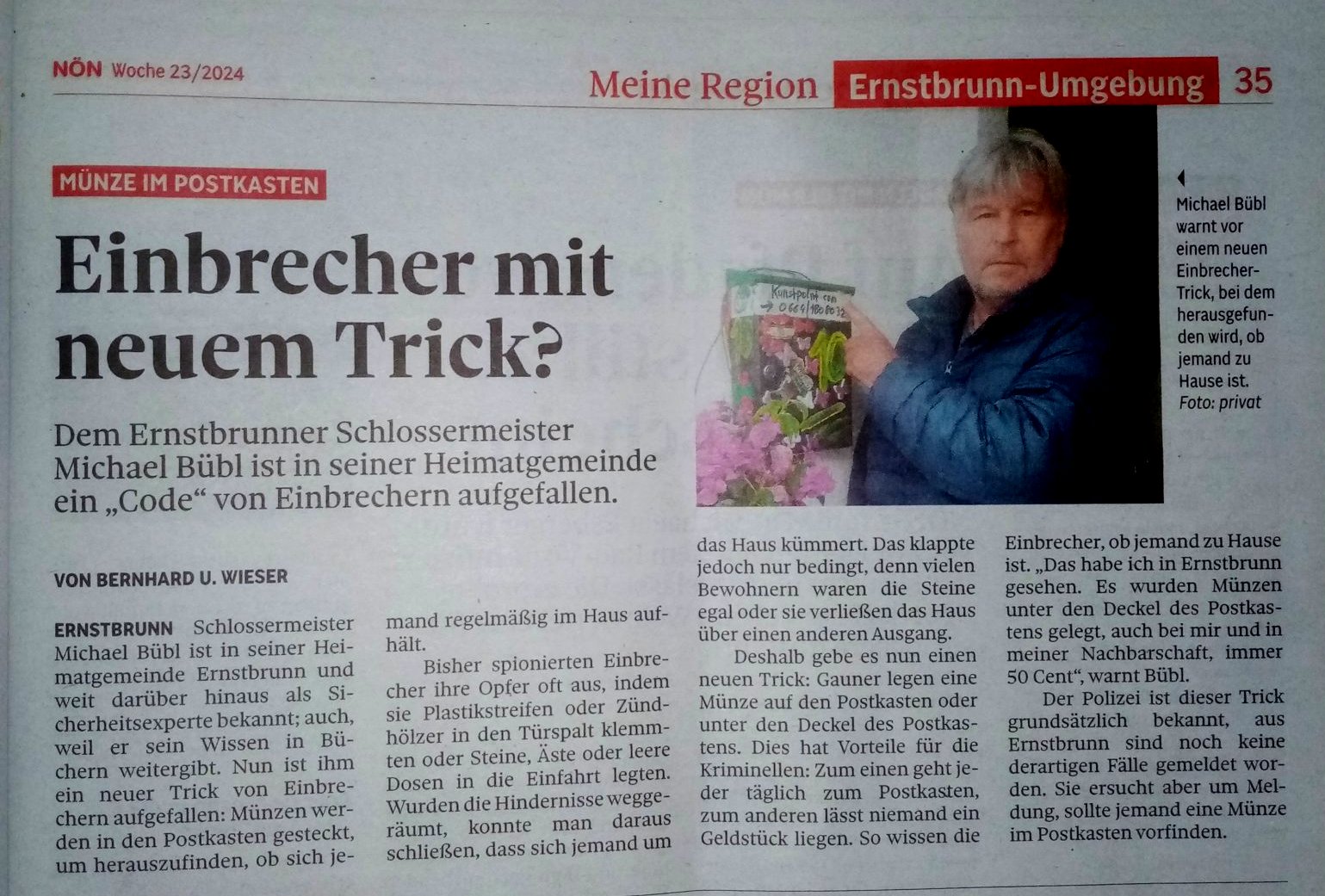 muenzen-einbrecher-noen-print Einbrecher Postkasten Münzentrick in der NÖN