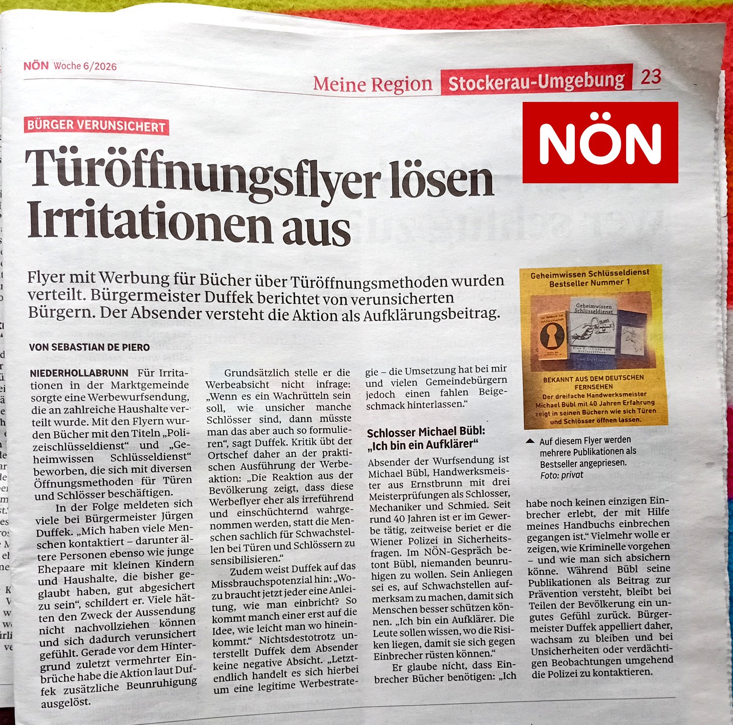 noen-flyer-werbung Werbung über Türöffnung-Werbung brachte Aufregung