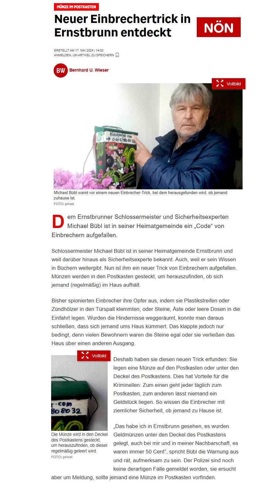 noen-muenze-online Münze im Briefkasten von Einbrecher
