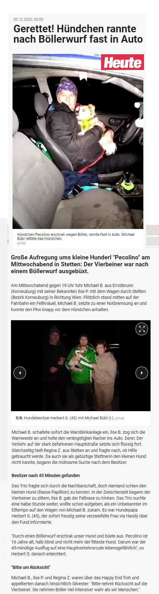 picolino-heute Die HEUTE bringt einen Artikel über die Rettung von Picolino