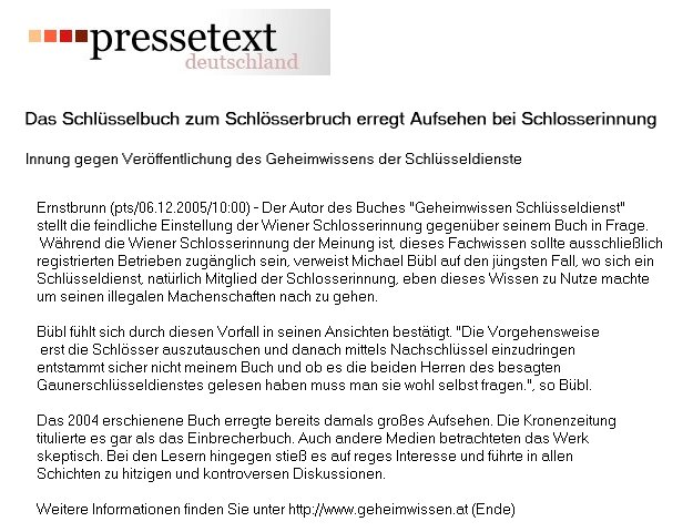 pressetext-presseagentur Pressemeldung in der Pressetext-Agentur
