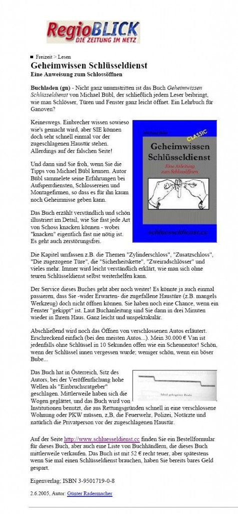 regioblick Der Regioblick schreibt über Geheimwissen Schlüsseldienst