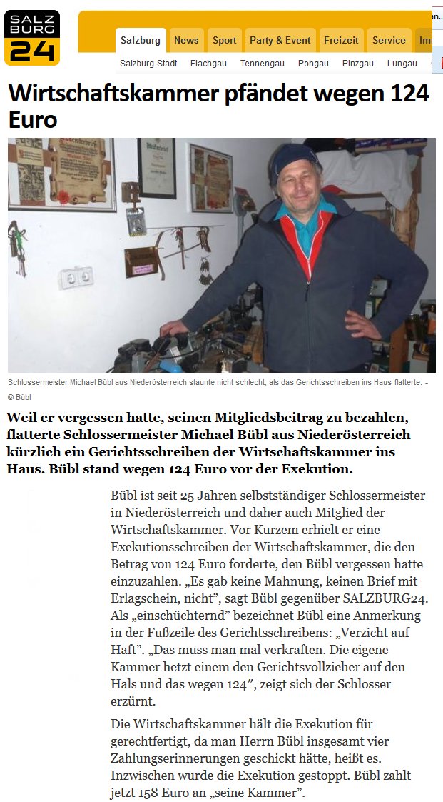 salzburg24-wirtschaftskammer Salzburg24 berichtet über die Exekution von Michael Bübl durch die WKO