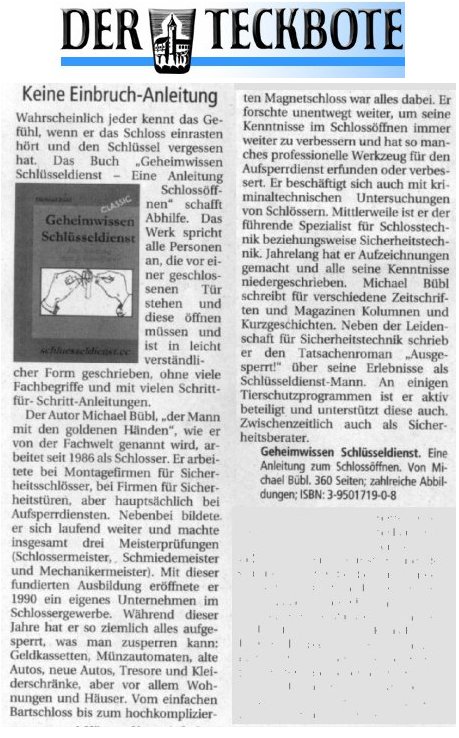 teckbotegesamt Der Teckbote bringt Artikel über Geheimwissen Schlüsseldienst