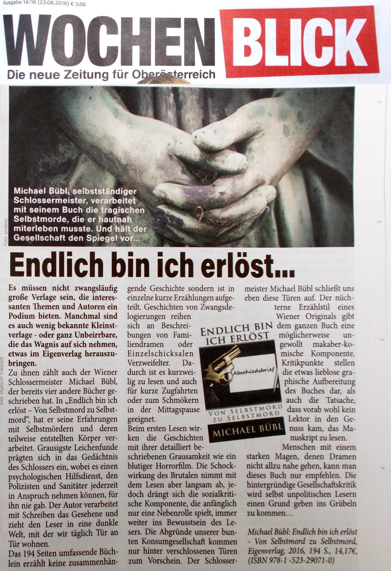 wochenblick-endlich-bin-ich-erloest Der Wochenblick bringt ganzseitigen Bericht über Endlich bin ich erlöst und Michael Bübl
