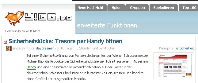 yigg Der Blogg YIGG bringt Artikel über Tresoröffnen mit dem Handi